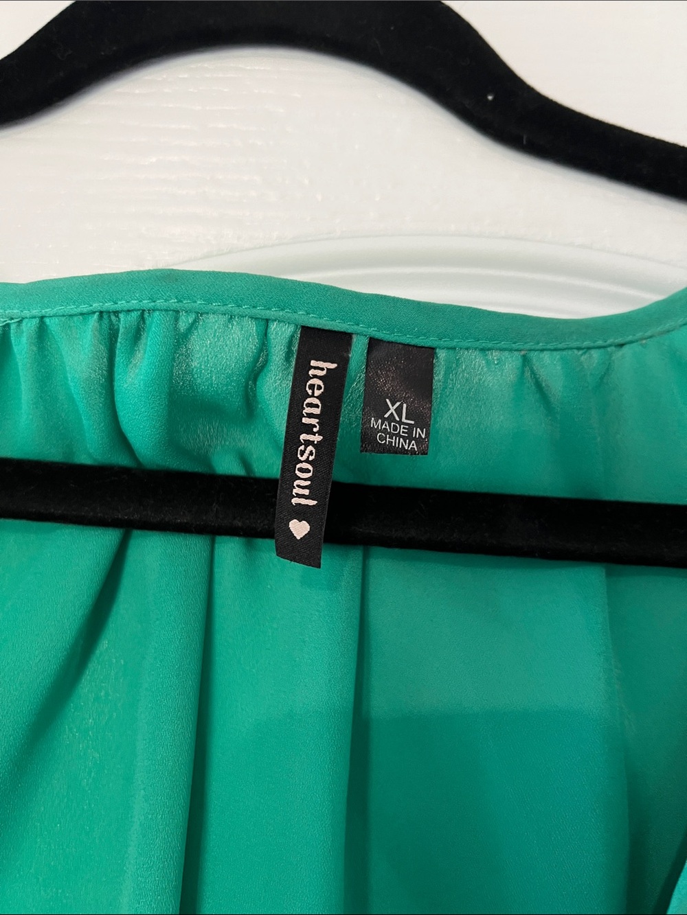 HeartSoul Teal Lace-Panel Peasant Blouse - Picture 2 of 5